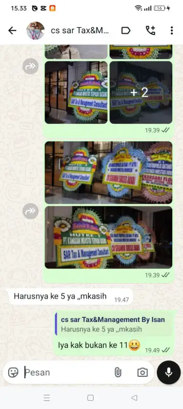 Testimonial papan bunga MUNA