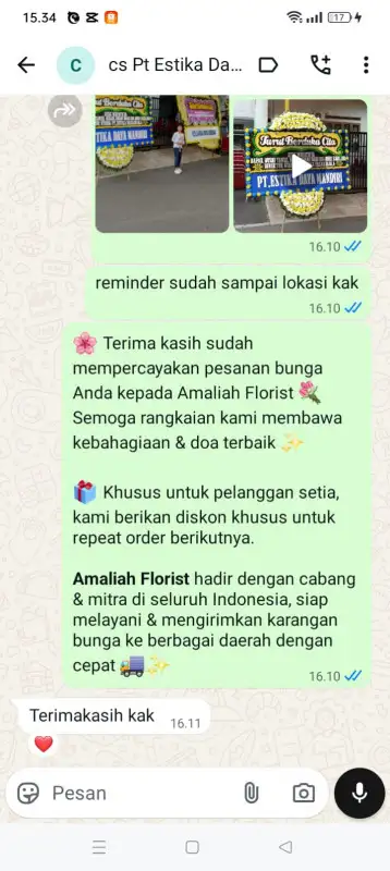 Testimonial Papan Bunga duka MUNA