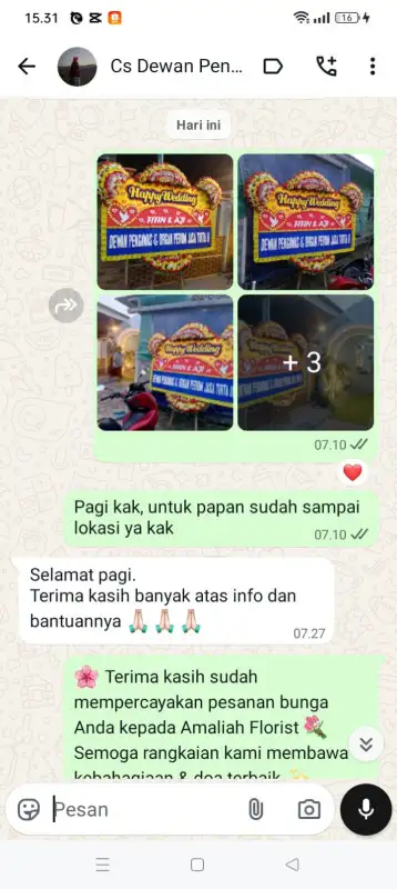 Testimonial papan bunga MUNA